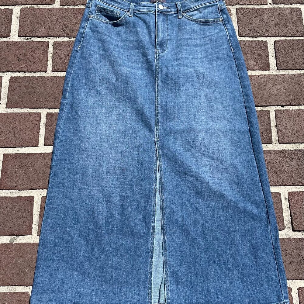 NYDJ High Rise Denim Maxi-Skirt with front slit Size 8 (Fairmont Wash)